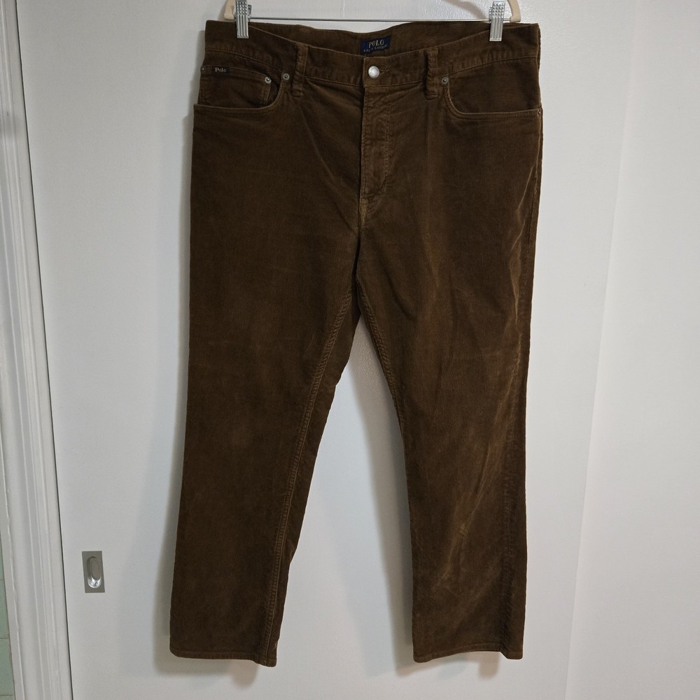 Polo Ralph Lauren Pants Mens 38x29‎ Brown Varick Slim Straight Corduroy RL Pony